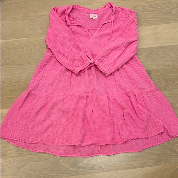 Honorine - Women’s Hot Pink 3/4 Sleeve Cover up Dress